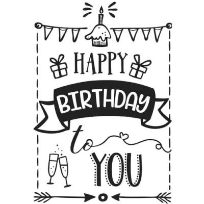 Obrázek Rayher razítko dřevo &quot;Happy Birthday&quot;, 7 x 10 cm, s textem narozeniny, k vytvoření karet, obálek, dárků, Butterer, 29108000, hnědé
