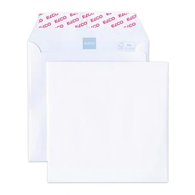 Obrázek Elco 40958 Čtvercová dopisní obálka/obálka, box s 500 dopisními obálkami / obálkami, samolepicí uzávěr, 155 x 155, 120 g, bílá, okna: ne