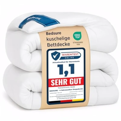 Obrázek BEDSURE Přikrývka 240 x 220 cm celoroční deka pro 4 roční období, prošívaná alergiky 300 GSM Duvet 220, super měkká deka, prodyšná spací