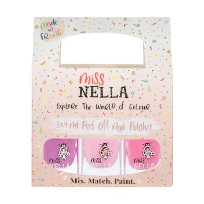 Obrázek Miss Nella Sladké malé balení: Balení laků na nehty se 3 odnímatelnými, pachově neutrální, vodní bázi A bezpečné pro děti Cheeky Bunny, Pink Boo &amp; Little Poppet