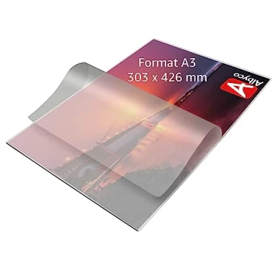 Obrázek Albyco Laminierfolien A3 Qualität 160 Mikron (2x80 Mikron) 100 Stück Folien Glänzend, Laminiertaschen Laminierfolie Transparent