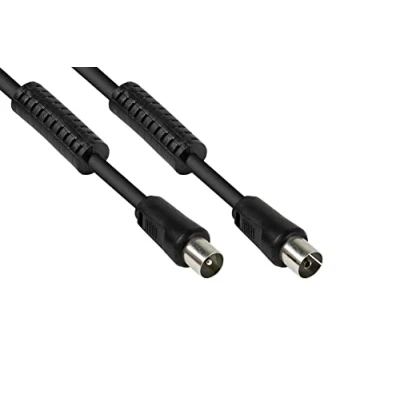 Obrázek Good Connections SAT TV anténní kabel koaxiální konektor na zdířku 2 x filtr opláštění (feritové jádro), dvojité stínění, rozměr stínidla &gt; 95 dB černý, 7,5 m