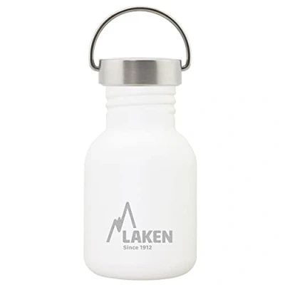 Obrázek Laken Basic láhev z ušlechtilé oceli, na pití široký otvor se šroubovacím uzávěrem bez BPA 0,35 l, bílá