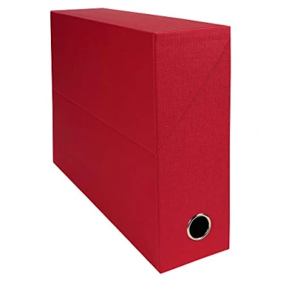 Obrázek Exacompta 89525E Premium Transferbox aus Leinwandpapier 9cm Rückenbreite mit Griffloch DIN A4 rot ideale Transportbox und perfekt geeignet für die sichere Aufbewahrung Ihrer Ordner