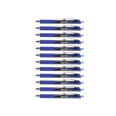 Obrázek Amazon Basics Zatahovací gelové pero, jemný bod (0,7 mm), modrá, 12 kusů, balení 1 ks