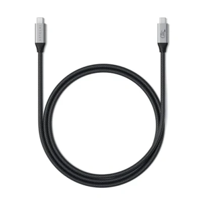 Obrázek SATECHI Kabel USB 4 Pro, certifikovaný IF, napájení 240 W, 8K@60Hz/4K@120Hz single nebo 4K@60Hz duální displej, 40 Gbps přenos dat, zpětně kompatibilní se zařízeními 0 C (4 stopy)