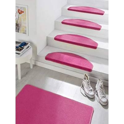 Obrázek Hanse Home Rohože na schody Fancy schodišťový koberec, samolepicí bezpečnostní koberec růžový, cca 23 x 65 cm, 15 kusů