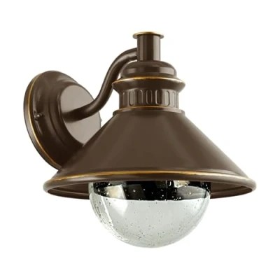 Obrázek EGLO venkovní nástěnná lampa Albacete, 1 plamenné svítidlo, nástěnné svítidlo z oceli pozinkované, sklo: čiré se vzduchovými otvory, barva: hnědá, měď, objímka: E27, IP44