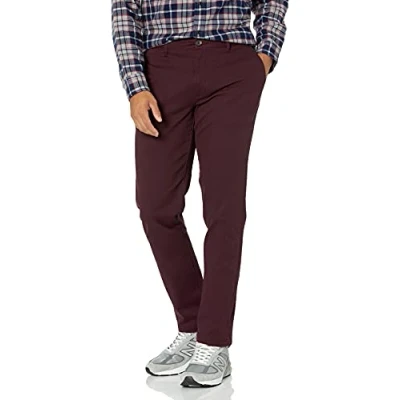 Obrázek Amazon Essentials Pánské ležérní strečové chino kalhoty s úzkým střihem, burgundská červená, 33W / 32L