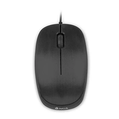 Obrázek NGS Optická myš Flame Black od 1000dpi a USB Cable, počítačová nebo laptop se 3 tlačítky, pro leváky i praváky, černá