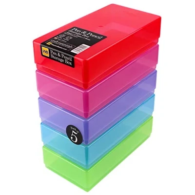 Obrázek WestonBoxes Úložné boxy z plastu na tužky a (smíšené/transparentní, 5 kusů)