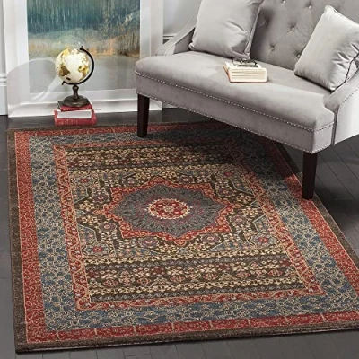 Obrázek SAFAVIEH Tradiční koberec do obývacího pokoje, jídelny, ložnice Mahal Collection, krátká vlas, námořnická modrá a červená, 122 x 170 cm