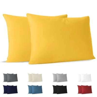 Obrázek Dreamzie povlak na polštář 50 x 70 (sada se 2) 100% žerzejová bavlna 150 g/m2 žlutý pro odolný a hypoalergenní