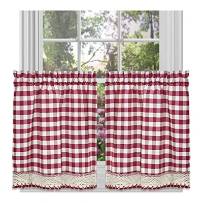 Obrázek Achim Home Furnishings Fenstervorhang, 147,3 x 61 cm, Burgunderrot/Elfenbeinfarben
