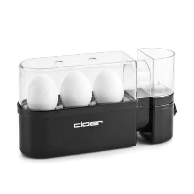 Obrázek Cloer Vařič vajec 6020, až 3 vejce, vyjímatelný nosič vajec, servírovací funkce, 300 W, plast, černý