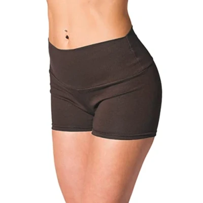Obrázek Alkato Dámské sportovní šortky s vysokým pasem Hotpants cyklistické kalhoty, Hnědá