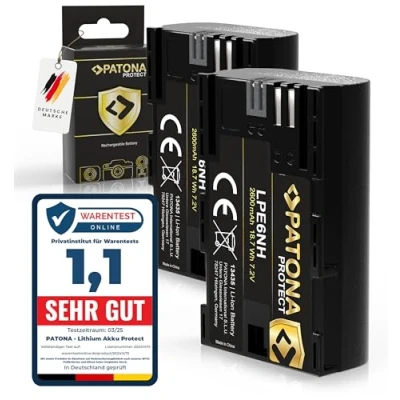 Obrázek PATONA Protect V1 (2X) LP E6NH akumulátor (2400 mAh) kvalitní se senzorem NTC a krytem Inteligentní bateriový systém nejnovější generace