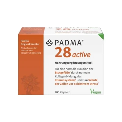 Obrázek PADMA 28 active 200 kaps. Tibetská receptura z bylin a minerálů + vitamín C. Podporuje aktivní imunitní systém, krevní cévy, regeneraci ochranu před oxidačním stresem