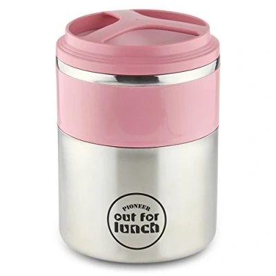 Obrázek Pioneer Thermo Speisebehälter 1,5 L Edelstahl Doppelwandig 2 in 1 mit Extra Breiten Öffnung, Isolier Lunch Box für Suppe/Essen 4 Stunden Heiß 8 Kühl Auslaufsicher BPA Frei Rosa