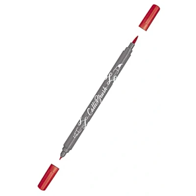 Obrázek ONLINE Calli.Brush Pen s dvojitým hrotem, štětcem a kaligrafickou špičkou, ruční psaní štětcových per v různých barvách, barevné tužky na kaligrafii, akvarel, barva: červená