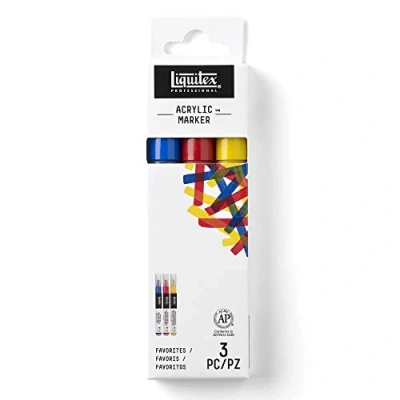 Obrázek Liquitex 3699243 Professional Paint akrylové barvy popisovače, umělecké pigmenty na kreslení, malování papír, plátno, textil, jemná krajka 3 zvýrazňovače, oblíbené