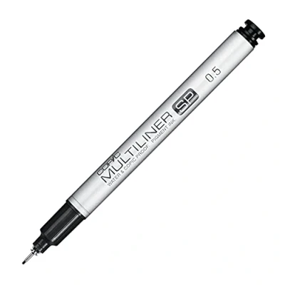 Obrázek Multiliner SP black 0,5 mm, kvalitní Fineliner z hliníku, s černým voděodolným pigmentovým sáčkem, pro skicování, výkresy a ilustrace