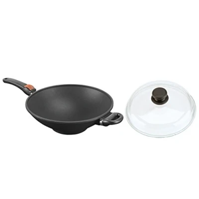 Obrázek Skk 27614 Titanová Induction, odlitek pro Wok pánev na vaření se skleněnou poklicí průměr 32 cm s odnímatelným rukojeť