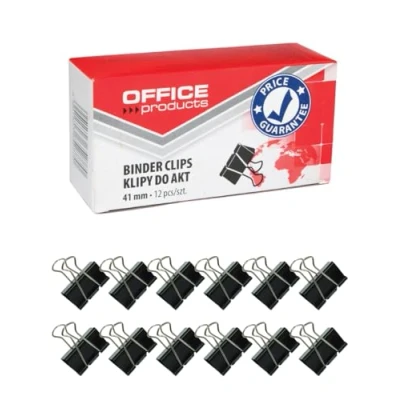 Obrázek Office Products svorky na zip 41 mm / 12 kusů z kovu/černá/stříbrná/necitlivá proti deformací/svorkám papírové