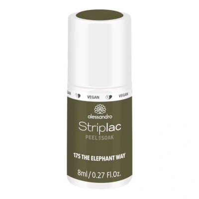 Obrázek alessandro Striplac Peel or Soak VEGAN THE ELEFANT WAY LED lak na nehty v olivově zelené barvě pro perfektní za 15 minut, 8 ml