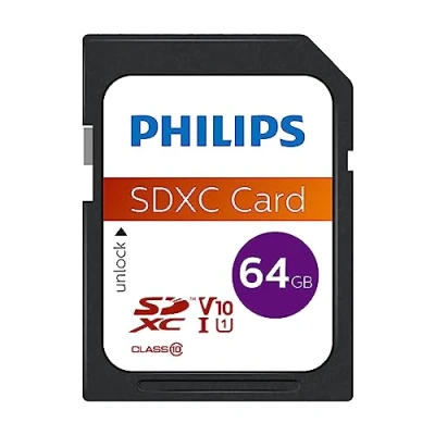 Obrázek Philips Ultra Speed SDXC Card 64 GB UHS I U1, Lesegeschwindigkeit bis zu 80 MB/s, V10, Speicherkarte für Kameras, Tablet, PC, Reader, Full HD Video