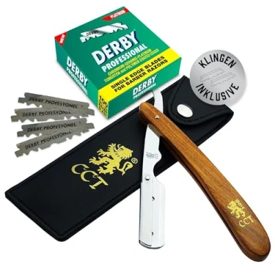 Obrázek The Cambridge Cutthroat® Cut Throat Rasierer Set Missanda Hartholz &amp; Edelstahl Professioneller Friseur Rasiermesser mit einer Klinge Razor gerader Kante Schnurrbart Bartformer