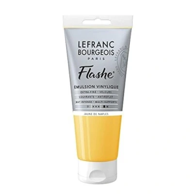 Obrázek Lefranc Bourgeois 300560 Flashe akrylová barva &amp; vinylová barva, vysoce pigmentovaná, elastická, stálá na světle, odolná proti stárnutí, matná, pro vnitřní i venkovní použití, 80 ml tuba neapolově žlutý barevný odstín