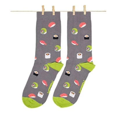 Obrázek Roits Sushi šedé veselé ponožky pánské dámy pestré vtipné ponožky, Odd Fun dárky doplňky, Šedá
