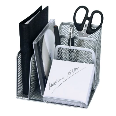 Obrázek Wedo 65554 toulník na tužky Butler Office (4 přihrádky a šikmá přihrádka, drátěný kov) stříbrný