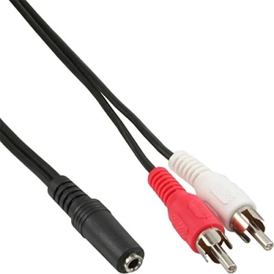 Obrázek InLine 89940L Cinch/jack kabel, 2x konektor Cinch na 3,5mm zdířku, 0,2 m