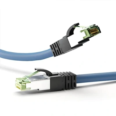 Obrázek Goobay 45657 RJ45 propojovací kabel CAT 8. 1 / zástrčka 8K Gaming PS5 Playstation 5 &amp; Xbox 2. 000 MHz Síťový OFC DSL modrý LAN 0,25 m