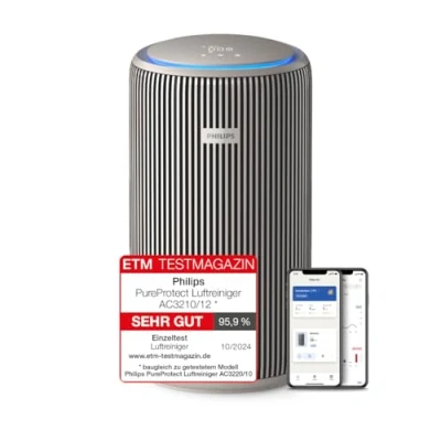 Obrázek Philips PureProtect série 3200: Intelligent Air Purifier, HEPA a aktivní uhlíkový filtr, CADR 500 m3/h na 130 m², Ultra Quiet and Energy Efficient, Captures 99,97% alergenů (AC3210/12)
