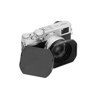 Obrázek JJC Kovová obdélníková sluneční clona proti slunci s 49mm redukčním kroužkem pro Fujifilm X100VI X100V X100F X100T X100S X100 X70 posuvnou kapucí Gap (černá)