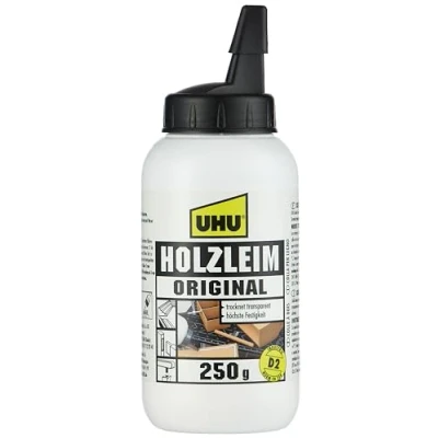 Obrázek UHU lepidlo na dřevo originální láhev, univerzální bílé vhodné pro všechny běžné druhy a lepení, 250 g