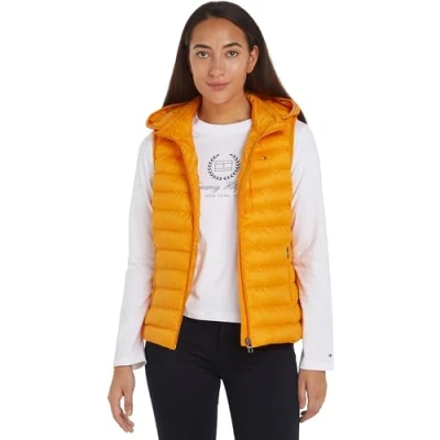 Obrázek Tommy Hilfiger Dámská vesta Padded Global Stripe prošívaná vesta, Oranžová (Rich Ochre)