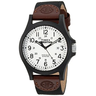 Obrázek Timex Pánské analogové hodinky Quarz s nylonovým řemínkem T49101, Hnědá/bílá/černá, Sport