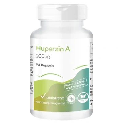 Obrázek Huperzin A 200µg z extraktu medvědího laloku 90 kapslí ! Zásoba na 3 milionáty! Vysoká dávka bezpečné dávkování veganské biologicky dostupné doplňky Německa Vitamintrend