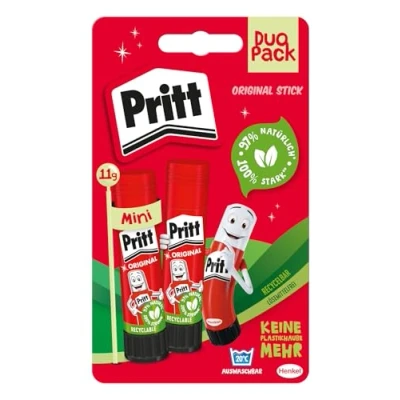 Obrázek Pritt 1504209 Lepicí tyčinka, bezpečné a vhodné pro děti umění kutilské práce, silné lepidlo do školy kanceláře, 2 x 11 g pero