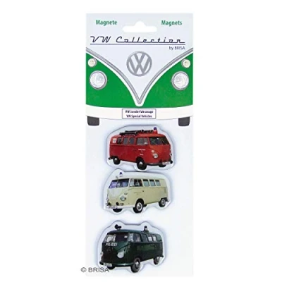 Obrázek BRISA VW Collection Volkswagen Lednička Kancelářské magnety na nástěnnou stěnu s motivy autobusu T1 Bulli (sada 3 ks / speciální vozidla/barevné)