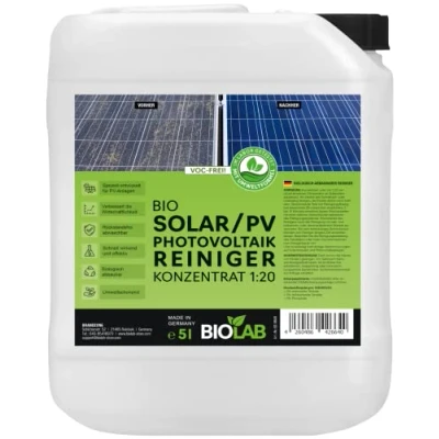 Obrázek BIOLAB Solární a PV fotovoltaický čistič koncentrát 1: 20 (5litrový kanystr) pro čištění solárního systému, fotovoltaického panelu, FV zařízení