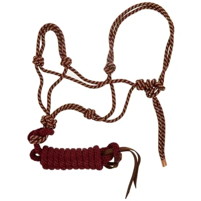 Obrázek Weaver Leather Diamond Braid Rope Halter and Lead, Sangria/Gold