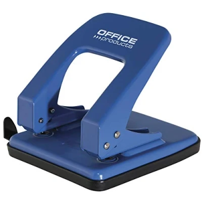 Obrázek OFFICE PRODUCTS 18052311 05 děrovačka/až 40 listů/mechanismus a kryt z kovu/plastového ramene (ABS)/barva: modrá/protiskluzová umělá poklice na podlahu
