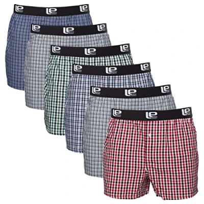 Obrázek Lower East American boxerky pánské 6 ks balení ze 100% bavlny spodní prádlo spodky pro muže, bavlněné boxerky, Classic károvaný