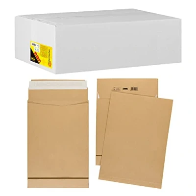 Obrázek Idena 10253 skládací taška lepicí bez oken, DIN B4, 150 g/m², 4 cm dno, 100 kusů, 250 x 352 mm, jedovato hnědá