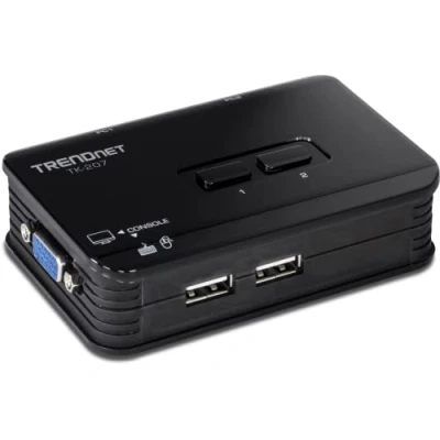 Obrázek TRENDnet TK 207K 2 Port USB KVM Switch a sada kabelů, monitorování, automatické skenování, akustická zpětná vazba, 1.1, Windows, Linux